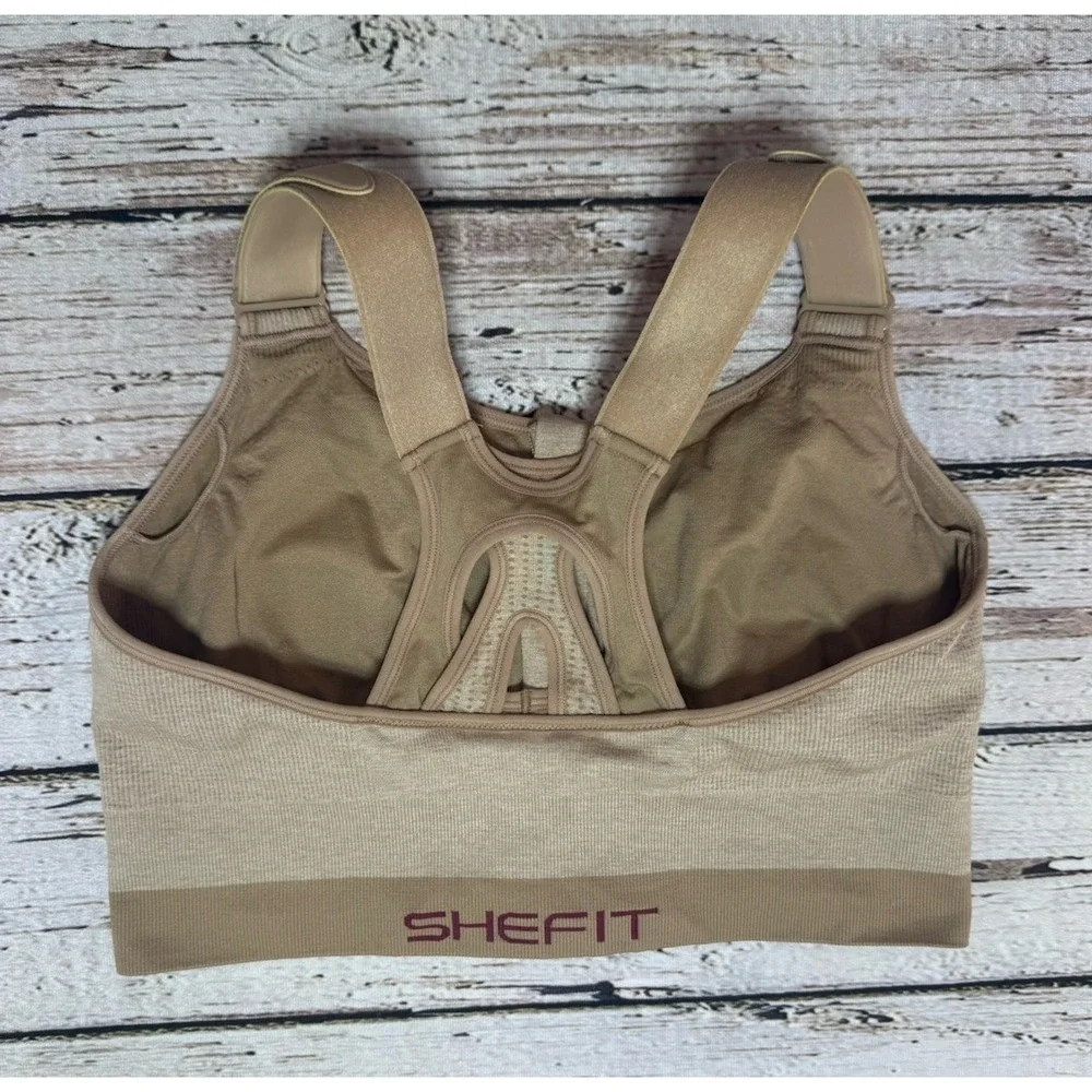 SHEFIT 2 Luxe Low Support Sports Bra Heathered Tan Comfort Fit Activewear